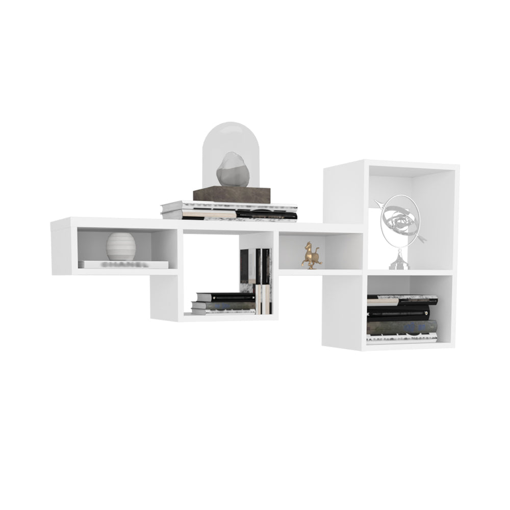 English Elm WALLSHE 7-Tier 47" Wide Modular Cube Wall Shelf with 100 lb Capacity — Stylish Space-Saving Storage White 36.61 L x 11.02 W x 4.33 H B070P242496