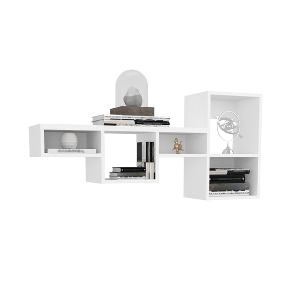 English Elm WALLSHE 7-Tier 47" Wide Modular Cube Wall Shelf with 100 lb Capacity — Stylish Space-Saving Storage White 36.61 L x 11.02 W x 4.33 H B070P242496