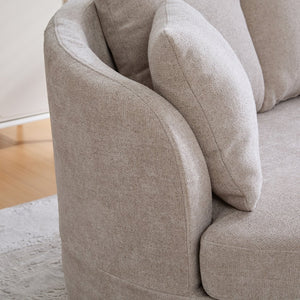 English Elm 73.82" Wide Curved Chenille Loveseat with Deep Lounge Seat and Sculptural Modern Frame Taupe W3189S00034