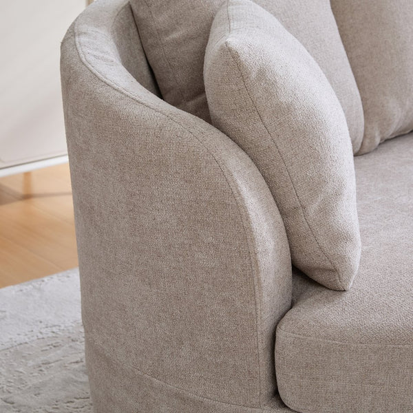 English Elm 73.82" Wide Curved Chenille Loveseat with Deep Lounge Seat and Sculptural Modern Frame Taupe W3189S00034