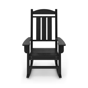 English Elm Beige Hdpe Poly Lumber Porch Rocking Chair with High Back for Outdoor Patio Use Black B195P198773