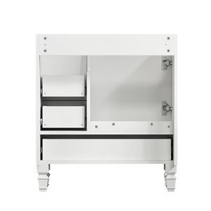 English Elm 30"black Matte Finish Bathroom Vanity with Soft Close Cabinet and Three Storage Drawers White W3133S00017