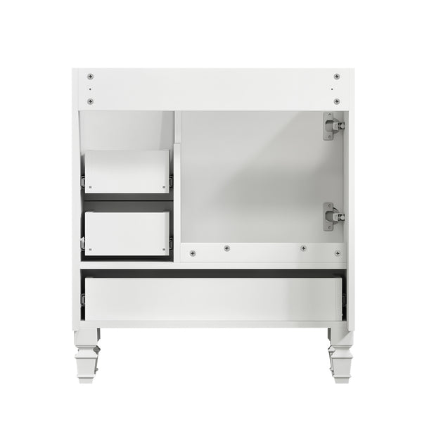 English Elm 30"black Matte Finish Bathroom Vanity with Soft Close Cabinet and Three Storage Drawers White W3133S00017