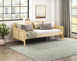 English Elm Daybed Solid Pine Wood Frame Transitional Sofa Sleeper for Studios and Guest Rooms B011S02445