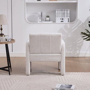 English Elm Modern Ergonomic Armchair with Generous Curved Armrests, Chenille Upholstery, 500lb Capacity, Cozy Lounge Seat Beige W395P380514