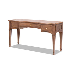 English Elm Dauphin Rubberwood Executive Desk with Soft Close Drawers and Satin Gold Hardware B2719P468876