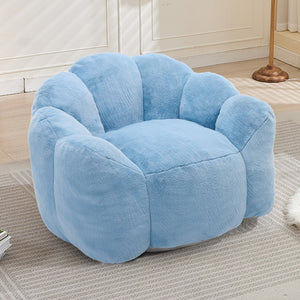 English Elm Lotus Floor Bean Bag Sofa Memory Foam Filled with Pull Ring for Living Room Bedroom Blue W2311P434594