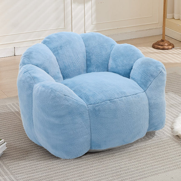 English Elm Lotus Floor Bean Bag Sofa Memory Foam Filled with Pull Ring for Living Room Bedroom Blue W2311P434594