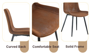 English Elm Table and Chair Set Industrial Walnut Six Seat Dining with Metal Frame Brown Fabric W1151S02436