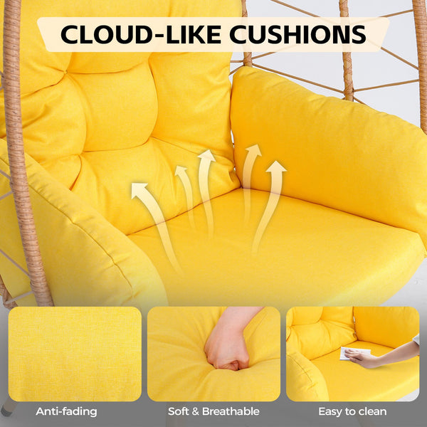 English Elm Oversized Swivel Rattan Egg Chair Hand-woven Wicker Patio Indoor Lounge Seat T5880P501002