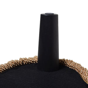 English Elm Jennifer Taylor Home - Ellen Navy Blue Velvet Clover Ottoman with Gold Bullion Fringe — Handcrafted, Sturdy, Luxe Seat B2719P238157