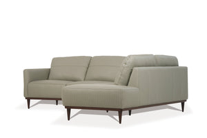 English Elm Tampa Italian Top Grain Leather Sectional with Walnut Legs and Channel Stitching B2726S00588