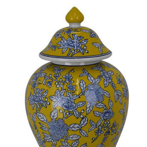 English Elm Avery Sculptural Ceramic Vase with Spiral Ribbed Texture for Modern Home Decor Blue+Yellow B056P416931
