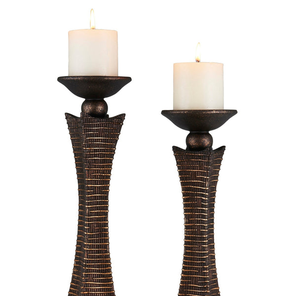 English Elm 12" Polyresin Candleholders Paisley Silver Lacquer Ornate Pair for Mantel Display B072116556