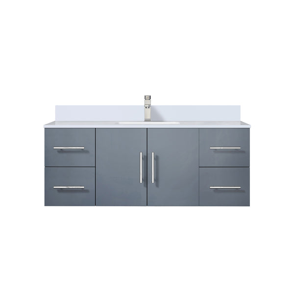 English Elm Dark Grey 48 in Bath Vanity with White Quartz Top, Soft-Close Drawers & Chrome Faucet Set - Spacious Durable B2731P258642