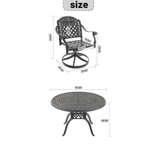 English Elm 7-piece Cast Aluminum Outdoor Dining Set with Swivel Chairs and Round Patio Table W1710S00308