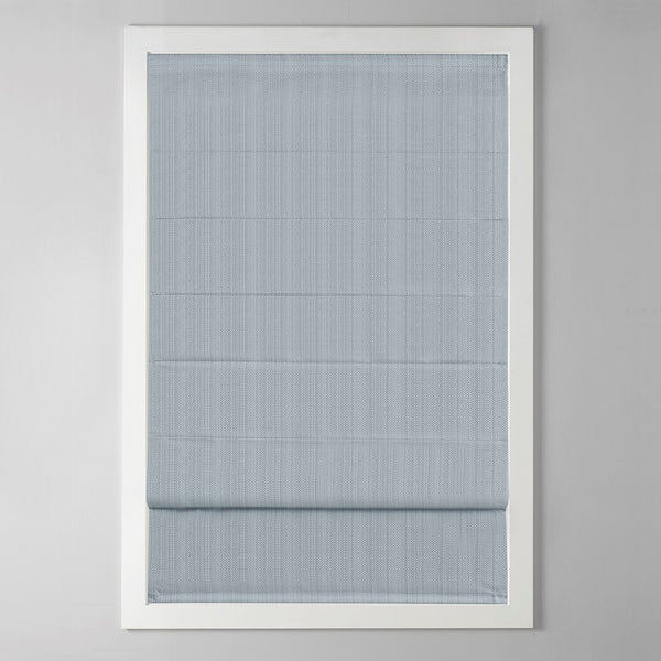 English Elm Basketweave Roman Shade with Thermal Foam Backing for Energy Efficiency, Cordless Easy Operation and Privacy Light Blue 11.42 L x 4.4 W x 7.48 H B035129723