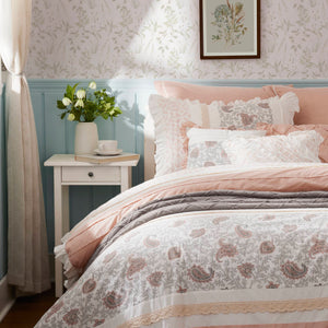 English Elm 9 Piece Cotton Percale Comforter Set – Blush Queen Stylish Shabby-Chic Bedding With Decorative Pillows B03597157