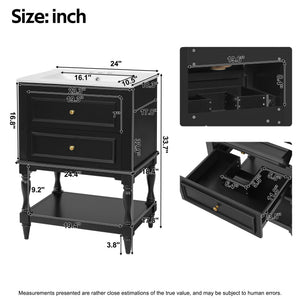 English Elm 24'' Retro Bathroom Vanity Mdf Cabinet with Ceramic Sink Open Shelf and 2 Drawers Black N710P405414B