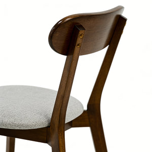 English Elm Solid Natural Wood Mid-century Dining Chairs Curved Back Upholstered Seat Set of 2 W3204P429363