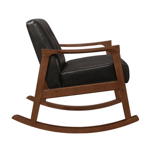 English Elm 1pc Auden Mid-Century Rocking Chair Faux Leather Button-Tufted Upholstery Walnut Solid Wood Frame Dark Brown 40 L x 29.75 W x 19.75 H B011P271933