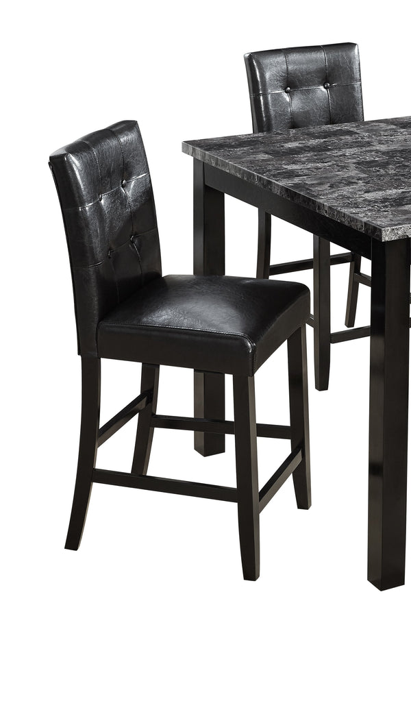 English Elm Beautiful 5pc Counter Height Dining Set with Square Table and Faux Leather Upholstered Chairs, Modern Chic Design Gray 46.25 L x 46.25 W x 14 H ESFTID593-5PC-SHB