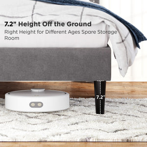 English Elm Queen Linen Storage Bed Frame with Quiet Rubberwood Headboard, No Box Spring, Easy Assembly Carbon Gray W2896P208861