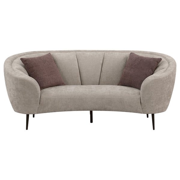 English Elm Saanich Sculptural Curved Loveseat with Boucle Pillows and Sleek Black Metal Legs B062P441137