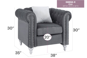 English Elm Stylish Contemporary Accent Chair with Round Arms for Living Room or Reading Nook Gray B078108490
