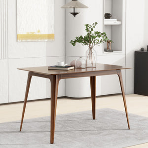 English Elm [video] Mid-century Rubberwood Dining Table Walnut Finish Splayed Legs Seats Four N759P371097T