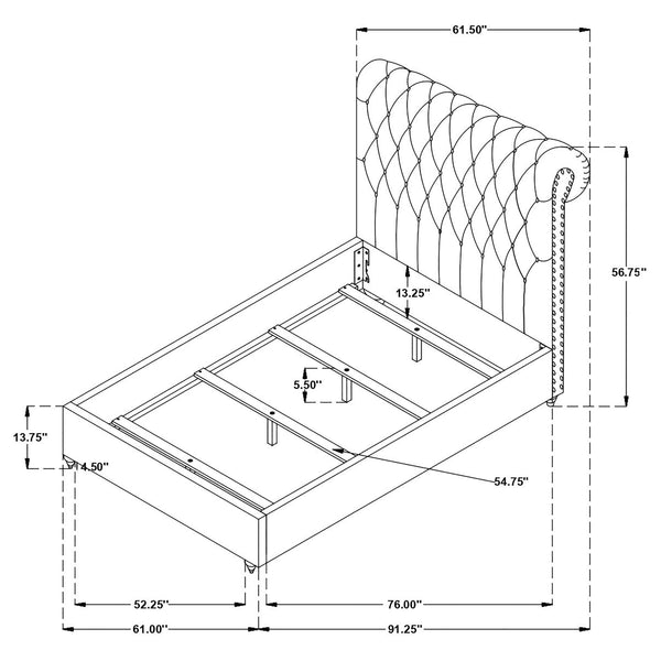 English Elm Clemence Beige Tufted Full Bed - Elegant Upholstered Design With Diamond-Tufted Headboard & Comfort B062S00944