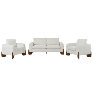 English Elm U_style Bouclé 3 Piece Living Room Sofa Set with Loveseat and Two Accent Armchairs Beige WY000479AAA