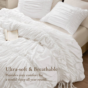 English Elm 3PCS Queen Comforter Set – Ultra-Soft Washed Microfiber Comforter with Plush Poly Fill, Cozy Luxury Bedding White 16.73 L x 12.99 W x 7.87 H B035P341083