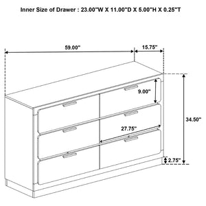 English Elm Sophia Elegant 6-Drawer Dresser With Gold Accents – Stylish Storage For Modern & Mid-Century Homes B062P353392-GIGA