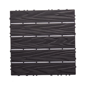 English Elm 68-pack Interlocking Plastic Deck Tiles Wood Grain Waterproof Outdoor Patio Floor Set W1578P454036