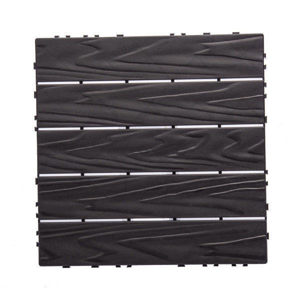 English Elm 68-pack Interlocking Plastic Deck Tiles Wood Grain Waterproof Outdoor Patio Floor Set W1578P454036