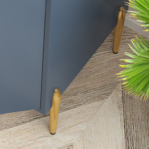 English Elm 2 Door Wine Bar Cabinet with 12-Bottle Rack, Soft-Close Hinges, Adjustable Shelf & Elevated Metal Legs Blue W2899P372476