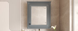 English Elm 24'' 24'' Wall Mounted Bathroom Mirror Cabinet with Adjustable Shelves, Space-Saving Modern Storage Solution Grey N710P195492E