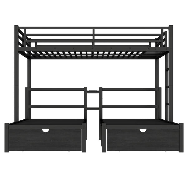 English Elm Twin Triple Bunk Bed Metal L-shaped Frame Sleeps Three Kids White Finish W1580S00480