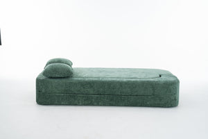 English Elm 3 Seater Convertible Sofa Bed with Chenille Upholstery and High-Density Sponge for Superior Comfort and Support Green T3903P379834