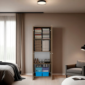 English Elm Natural Oak Wardrobe Cabinet - Stylish 2-Door Design With 4 Adjustable Shelves For Optimal Storage B062P373784