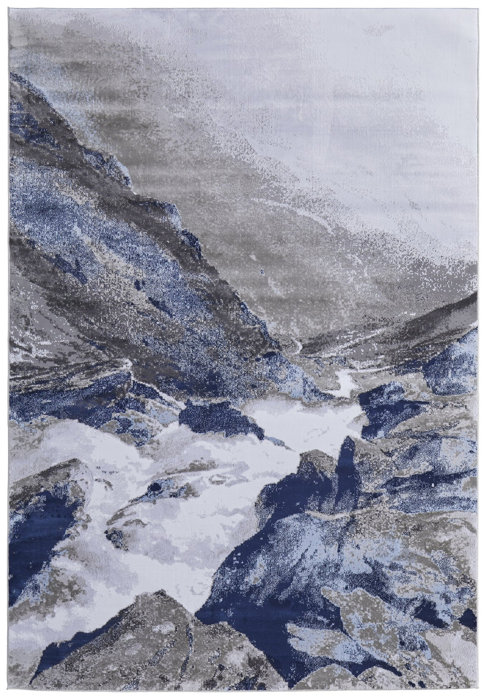 Feizy Rugs Gaspar Abstract Watercolor Rug - Modern Machine-made Polypropylene For Stylish, Durable Living Spaces Blue,Gray,White Polypropylene,Polyester 7873838fgrywhtf05