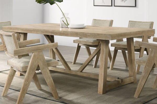 English Elm Dining Round Table 54" Diameter Rustic Warm Finish 30" Height Elegant Nailhead Style Design Oak 88.1 L x 42.4 W x 7 H B2741P286428