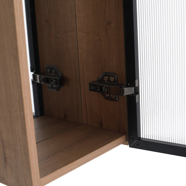 English Elm 10'' Floating Bathroom Mirror Cabinet Plywood Body Acrylic Door Adjustable Shelf W999P470297