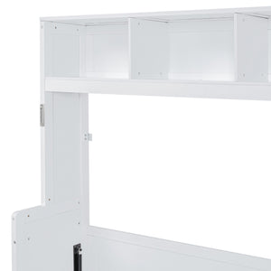 English Elm Queen Murphy Wall Bed with Integrated Wardrobe and Drawers for Studio or Guest Room White LP000793AAK-2