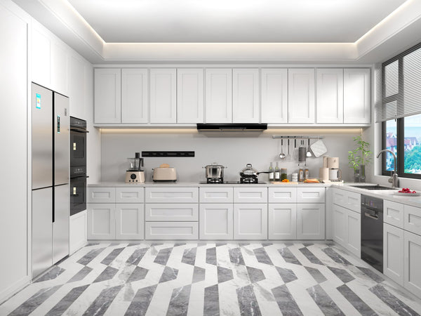 English Elm White Shaker Solid Wood Wall Cabinet Soft Close Double Door Kitchen Storage T2950P425171