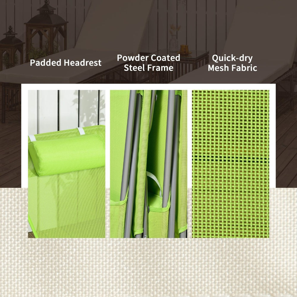 English Elm Outsunny 2 Piece Folding Chaise Lounge Chairs Set, Adjustable Outdoor Pool Loungers With Headrest W2225P174370-GIGA