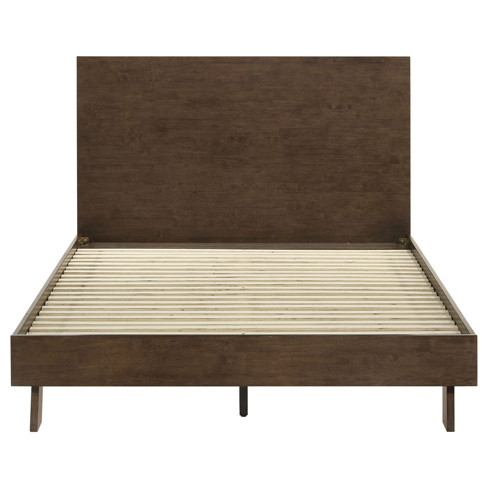 English Elm Hemlock Solid Wood Queen Platform Bed with Tall Headboard, Full Slat Support, Warm Brown Finish B062S01362