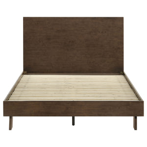 English Elm Hemlock Solid Wood Queen Platform Bed with Tall Headboard, Full Slat Support, Warm Brown Finish B062S01362