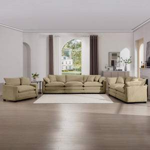 English Elm 3 Piece Sectional Sofa - Luxurious Tan Corduroy Modular Design For Comfort & Style In Any Space W714S00787